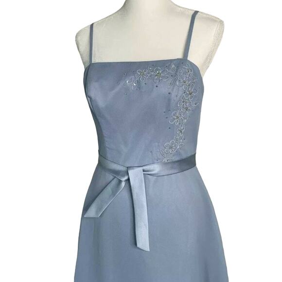 Da Vinci A Line Spaghetti Strap chiffon evening dress light blue sz 10 - Picture 6 of 11